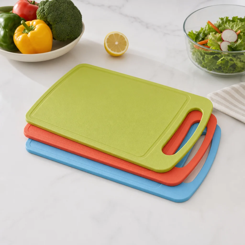 Three antibacterial plastic cutting boards
