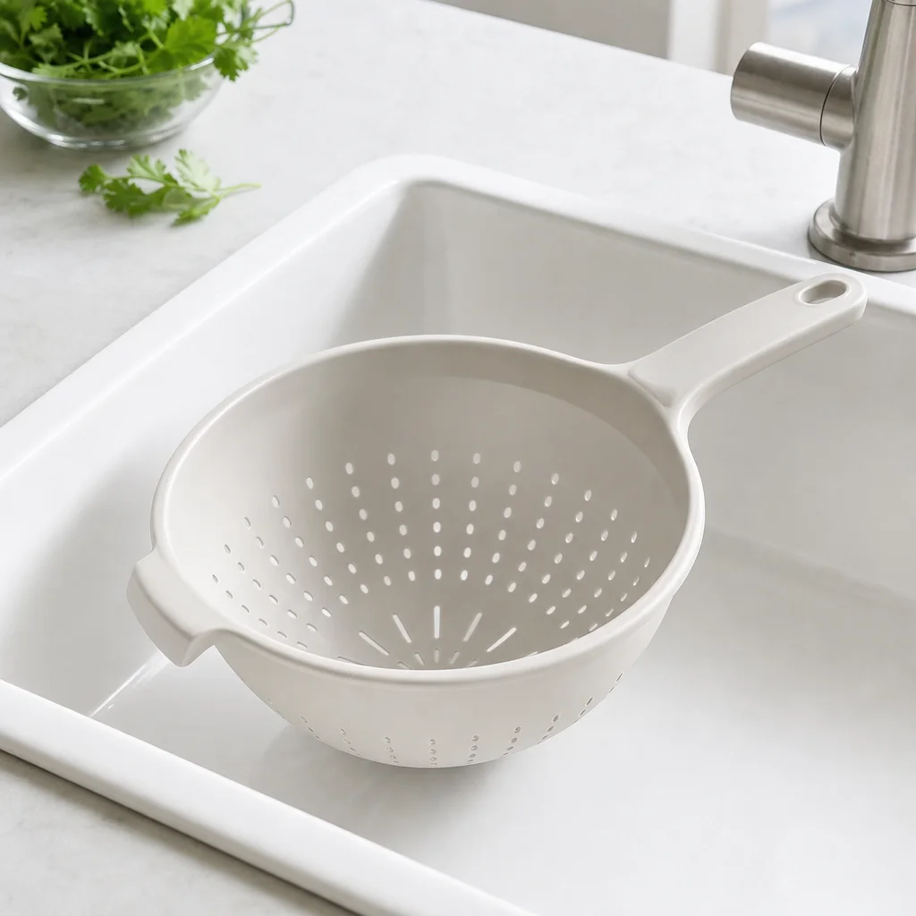 Plastic colander with handle